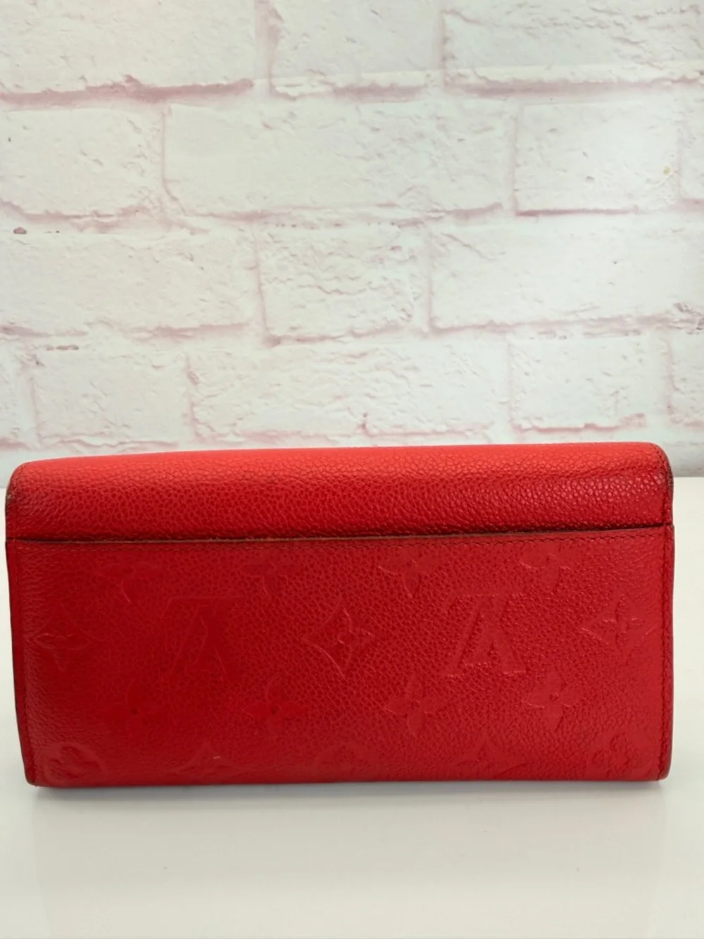 Louis Vuitton Red Monogram Empreinte Leather Sarah Wallet